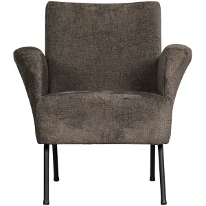 Muse fauteuil grof geweven stof grijs/bruin WOOOD